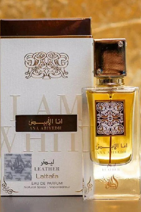 Acqua di Profumo Ana Abiyedh Leather Lattafa 60mL - Profumi Lattafa Dubai-Parfums Dubaï-Safwa Boutique