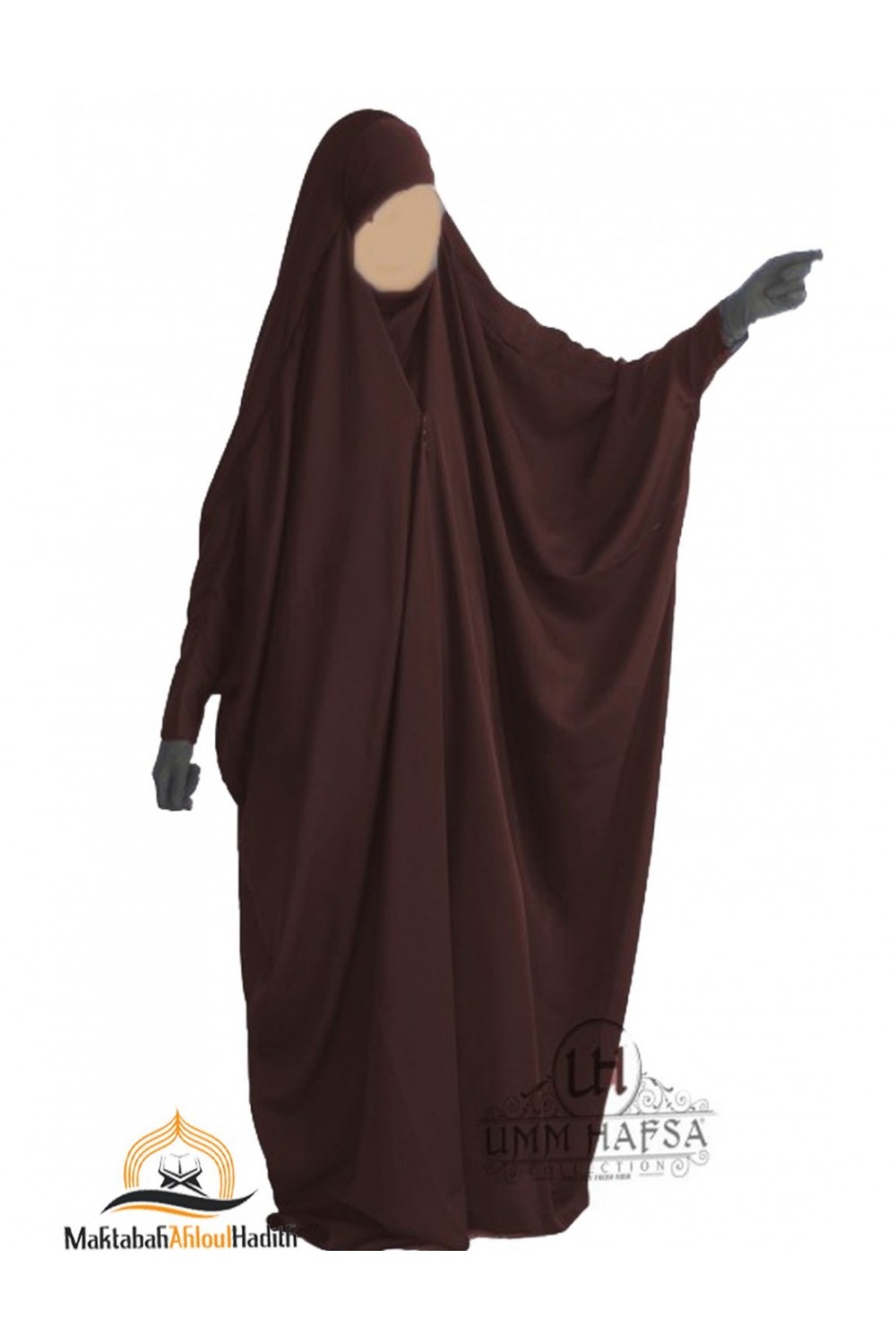 Jilbab Saudita com clipes Umm Hafsa "Caviary luxe"-jilbeb & jilbab-Safwa Boutique