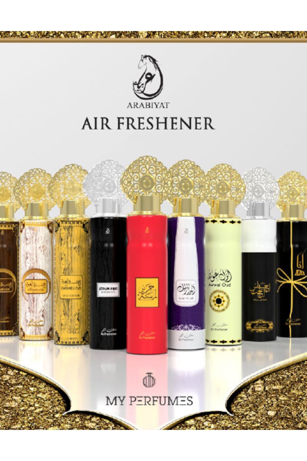 Pakket van 12 Luchtverfrisser Parfum 300mL - Mijn Parfums Dubai "Arabiyat"-Parfums d'Ambiance-Safwa Boutique