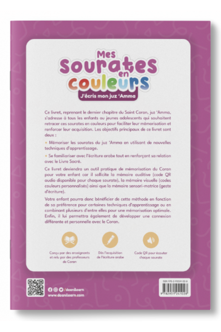 Mis suras en colores: escribo mi juzz 'Amma - EDICIÓN DeeniLearn-Livres Enfants-Safwa Boutique