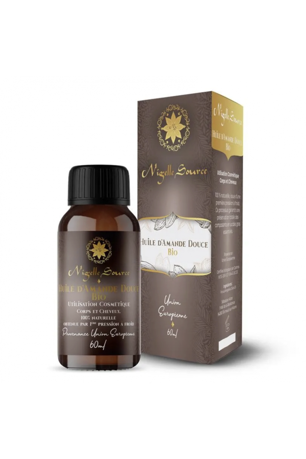 Sød Mandelolie ØKO 60ml fra Spanien Kosmetisk Brug - Nigelle Kilde-Soin du corps-Safwa Boutique