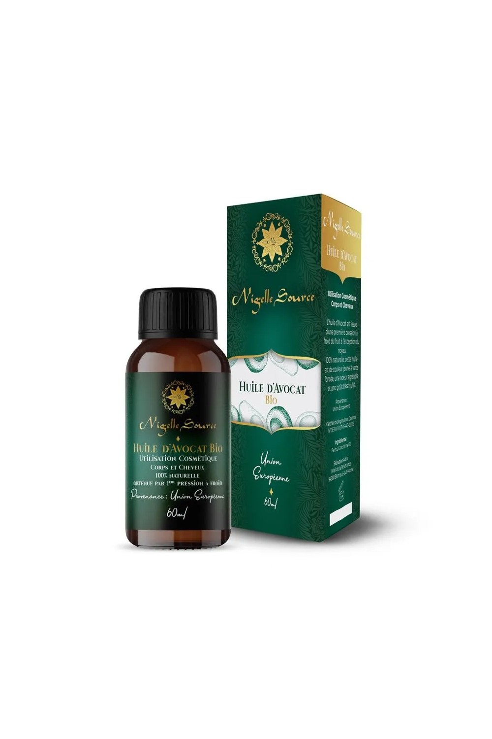 Óleo de Abacate BIO do Quénia 60ml Uso Cosmético - Fonte de Nigella-Soin du corps-Safwa Boutique