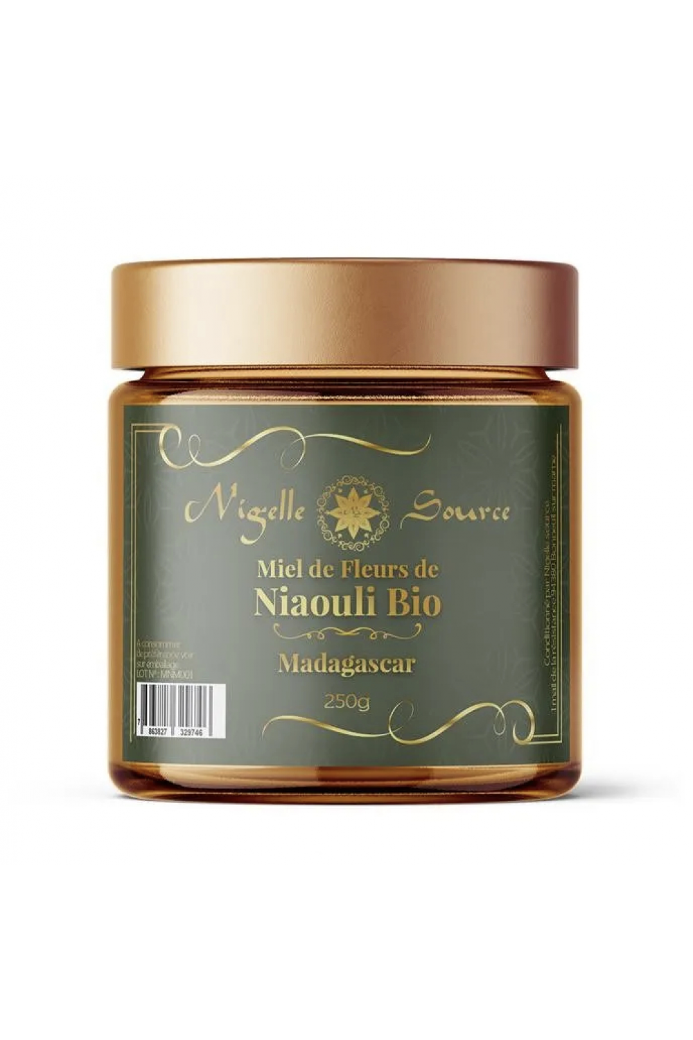 Biologische Niaouli-honing, Ecocert gecertificeerd uit Madagaskar 250g - Nigelle Bron-Miel 100% naturel-Safwa Boutique