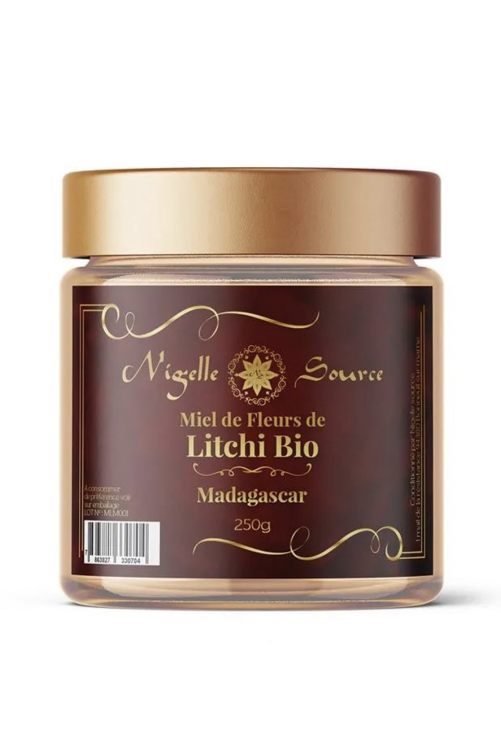 Økologisk Litchi honning certificeret af Ecocert fra Madagascar 250g - Nigelle Kilde-Miel 100% naturel-Safwa Boutique