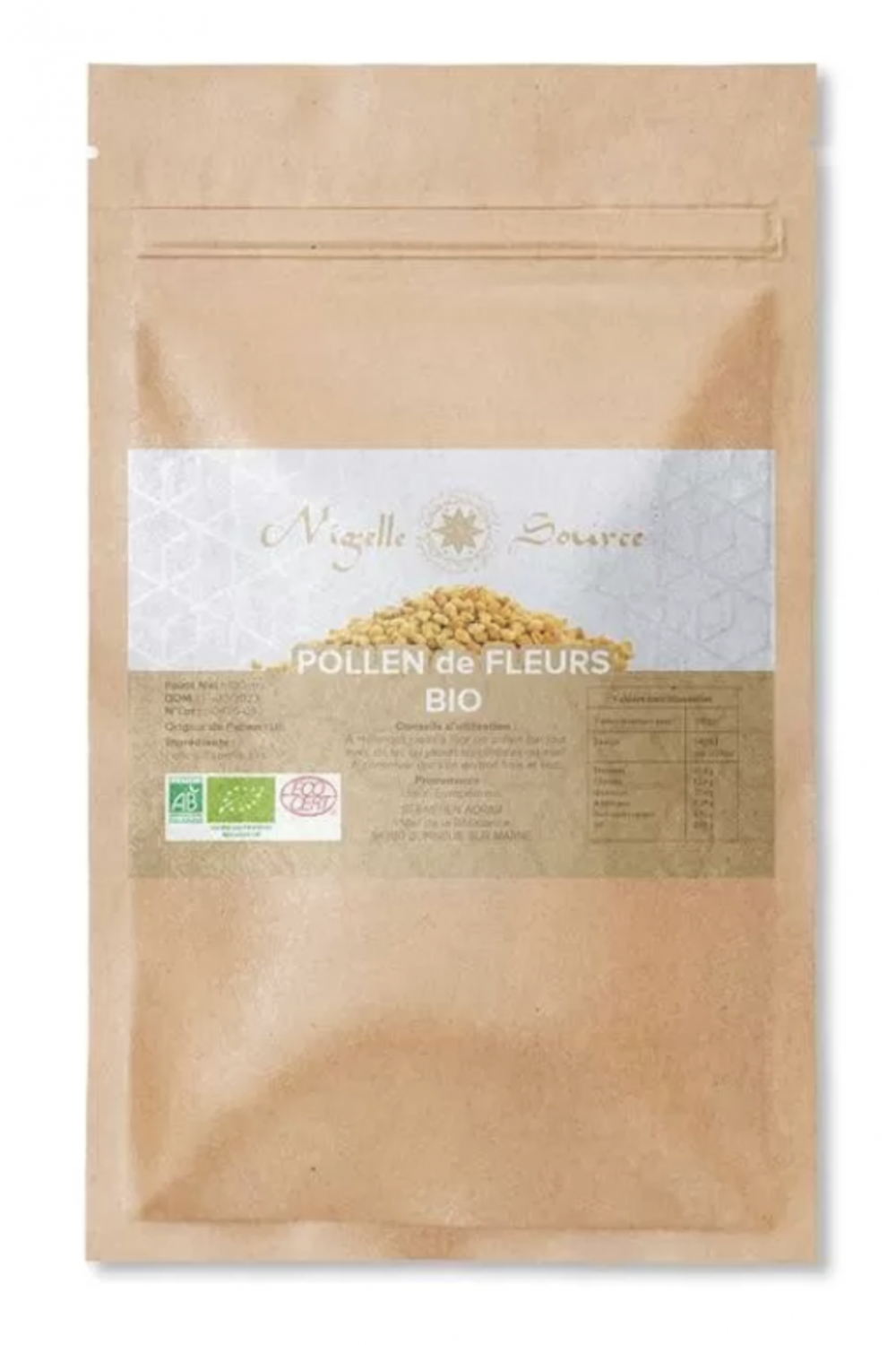 Økologisk blomsterpollen certificeret af Ecocert 100g Madbrug - Nigelle Kilde-Plantes medicinales-Safwa Boutique