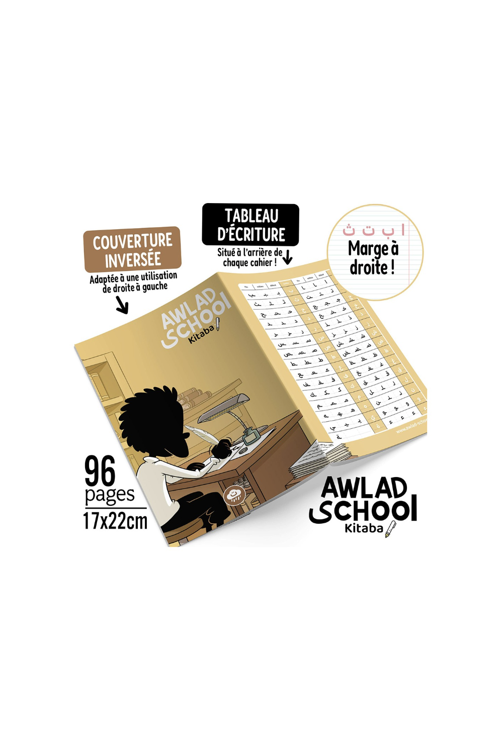 Arabisk skrivbok Awlad School - Bdouin Utgåvor-Apprendre l'arabe-Safwa Boutique
