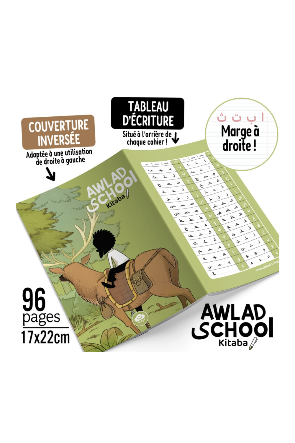 Arabisk skrivbok Awlad School - Bdouin Utgåvor-Apprendre l'arabe-Safwa Boutique