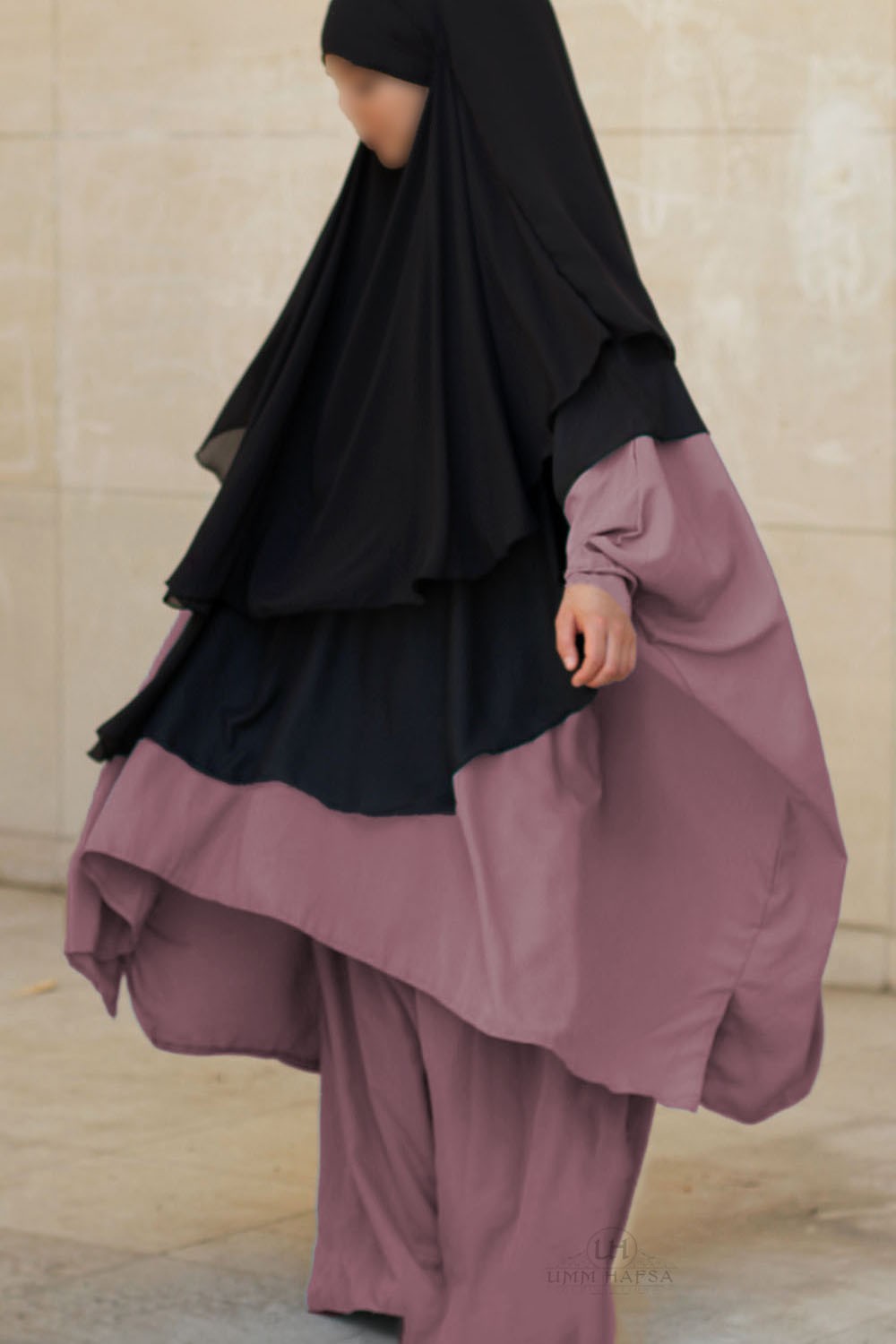 Abaya de dos piezas con clips Umm Hafsa-Ensemble & Tunique-Safwa Boutique