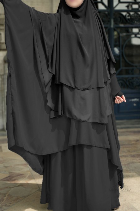 Abaya de duas peças com clipes Umm Hafsa-Ensemble & Tunique-Safwa Boutique