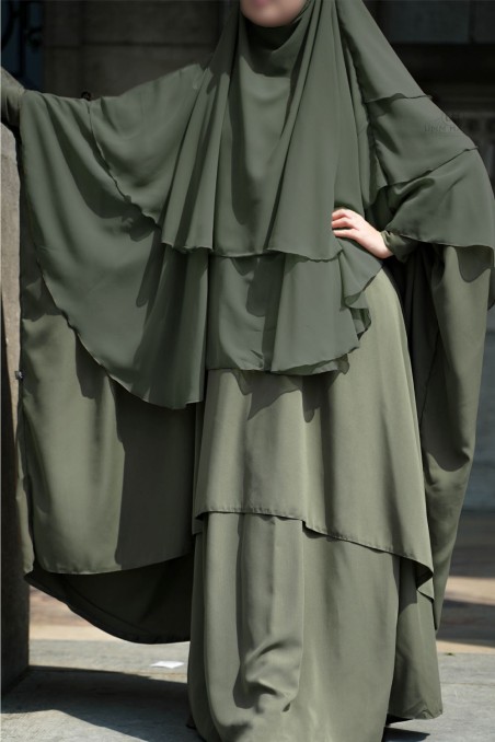 Tweedelige abaya met clips Umm Hafsa-Ensemble & Tunique-Safwa Boutique