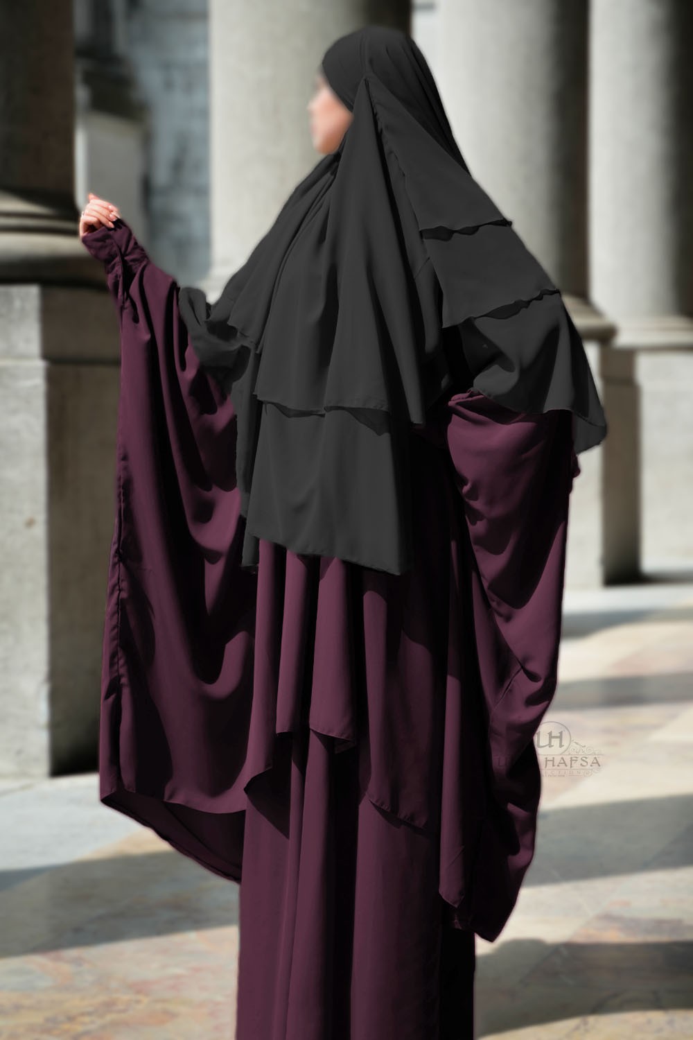 Abaya de duas peças com clipes Umm Hafsa-Ensemble & Tunique-Safwa Boutique