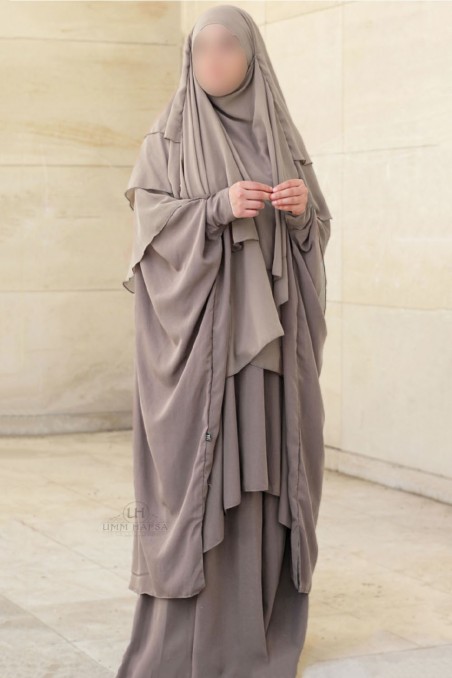 Abaya de dos piezas con clips Umm Hafsa-Ensemble & Tunique-Safwa Boutique