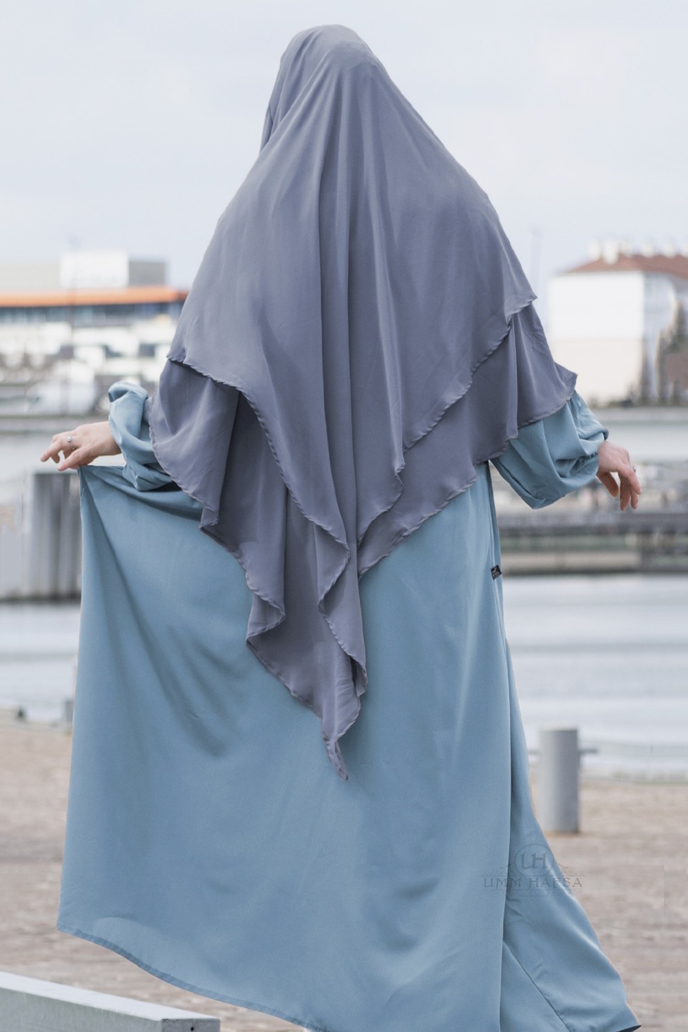 Abaya con maniche a palloncino Umm Hafsa-Abaya & Robe-Safwa Boutique