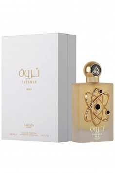Água de Perfume Tharwah Gold 100mL - Perfumes Lattafa Dubai
