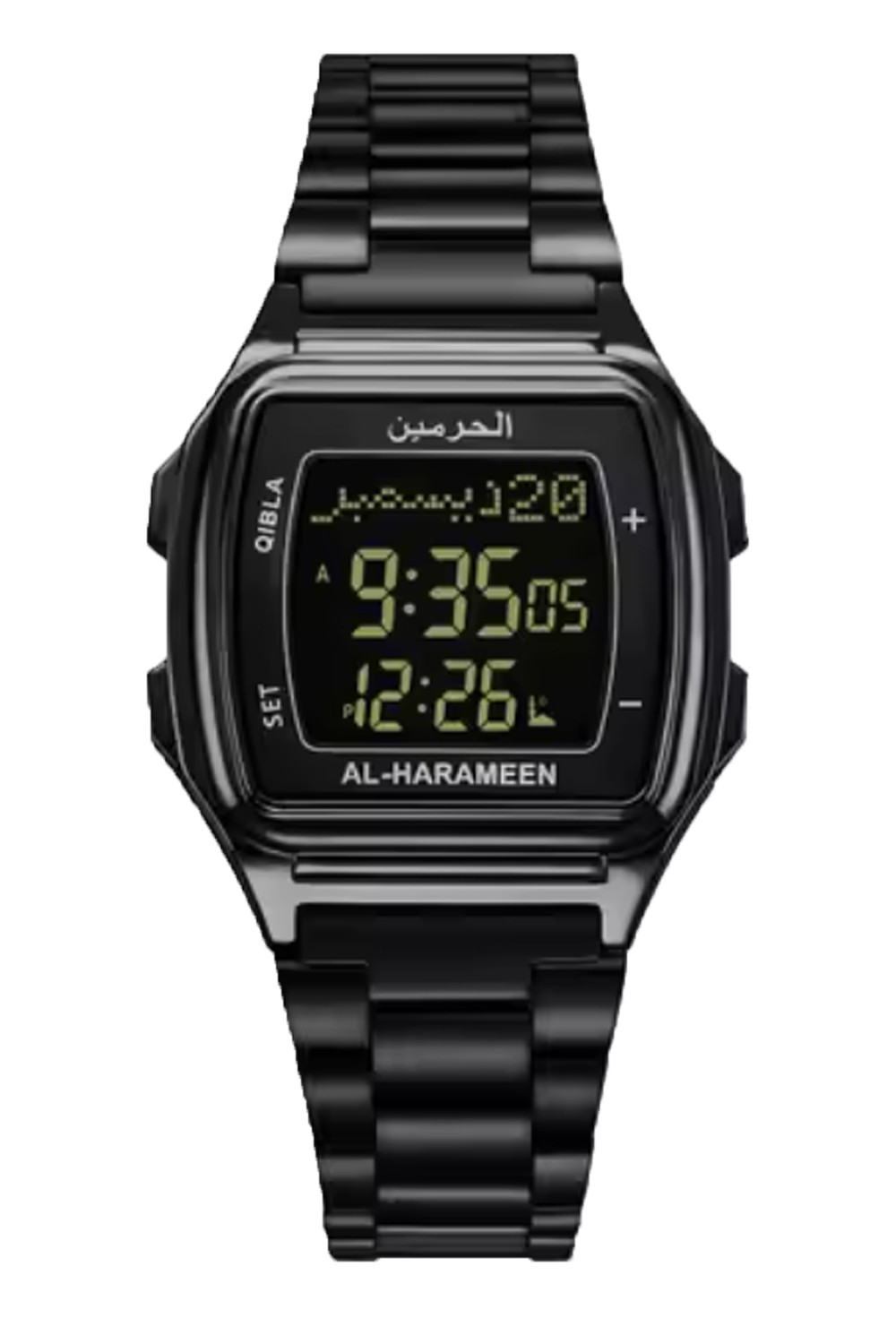 Azan AL-HARAMEEN HA-6461 Azan ur i høj kvalitet rustfrit stål med dobbeltvisning-Montre & Horloge Adhan-Safwa Boutique