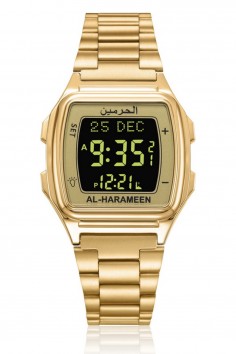 Orologio Azan AL-HARAMEEN HA-6461 Orologio con orari Azan in acciaio inossidabile di alta qualità con doppio display