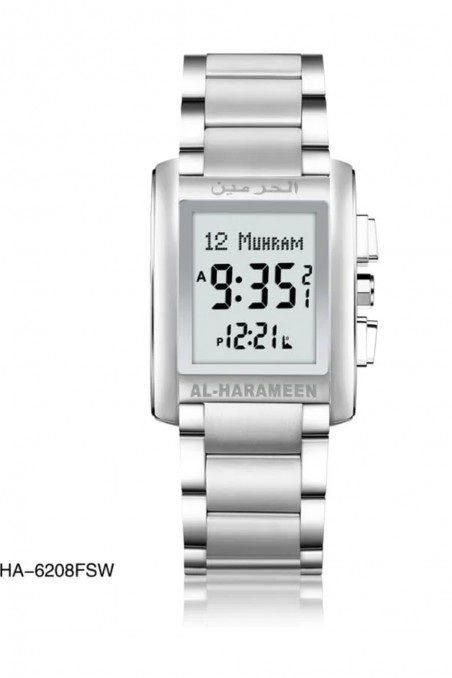 Relógio de luxo original AL-HARAMEEN HA-6208 Relógio de horas Azan 50m à prova d'água, Relógio digital azan-Montre & Horloge Adhan-Safwa Boutique