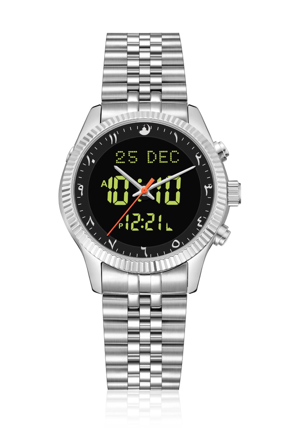 Alkuperäinen luksus Sapphire AL-HARAMEEN HA-6109 -kello, vedenkestävä digitaalinen Azan-teräsrannekello.-Montre & Horloge Adhan-Safwa Boutique