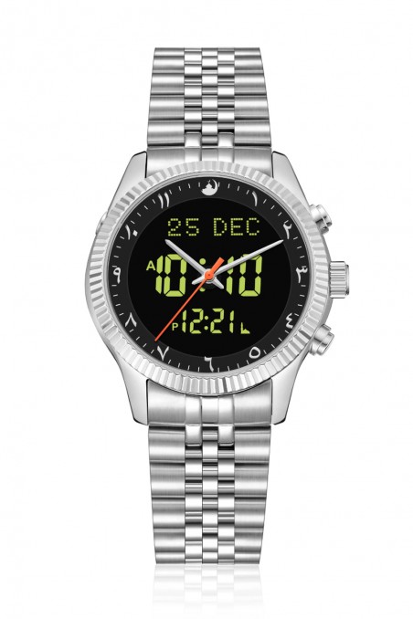 Relógio de luxo original Saphir AL-HARAMEEN HA-6109 Relógio digital Azan à prova d'água, Relógio de pulso em aço inoxidável-Montre & Horloge Adhan-Safwa Boutique