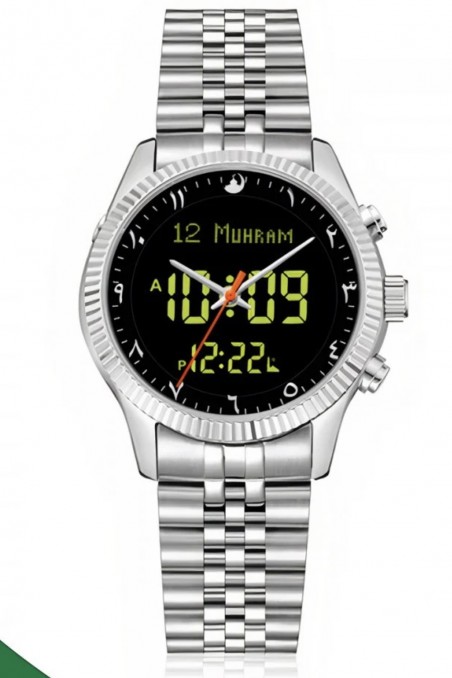 Alkuperäinen luksus Sapphire AL-HARAMEEN HA-6109 -kello, vedenkestävä digitaalinen Azan-teräsrannekello.-Montre & Horloge Adhan-Safwa Boutique
