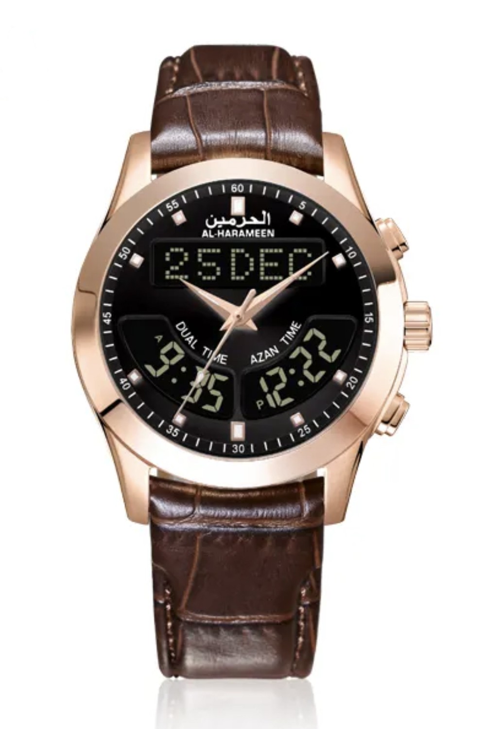 Orologio di Lusso Originale AL-HARAMEEN HA-6102 Orologio Azan con Scatola Regalo in Pelle, Azan Analogico-Digitale-Montre & Horloge Adhan-Safwa Boutique