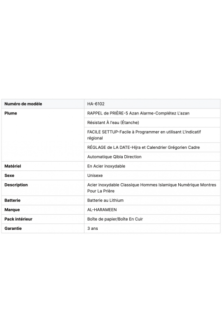 Orologio di Lusso Originale AL-HARAMEEN HA-6102 Orologio Azan con Scatola Regalo in Pelle, Azan Analogico-Digitale-Montre & Horloge Adhan-Safwa Boutique