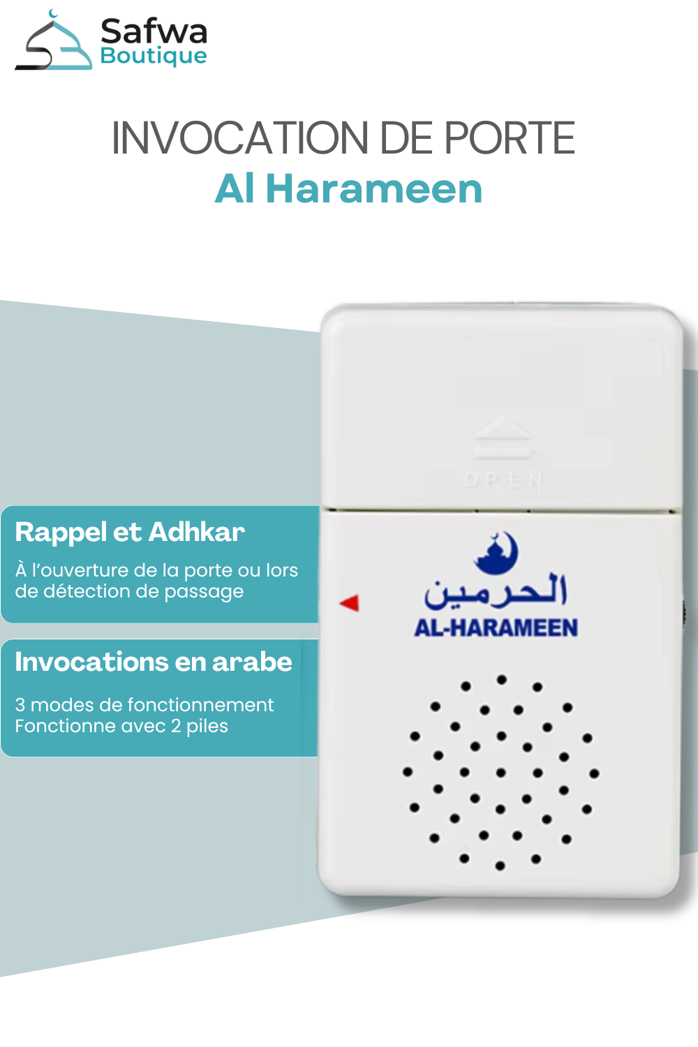 Apparat Invocation öppning och stängning av dörren Athkar Doaa AL-HARAMEEN HA-1013 (Automatisk dörrinvokation)-Montre & Horloge Adhan-Safwa Boutique