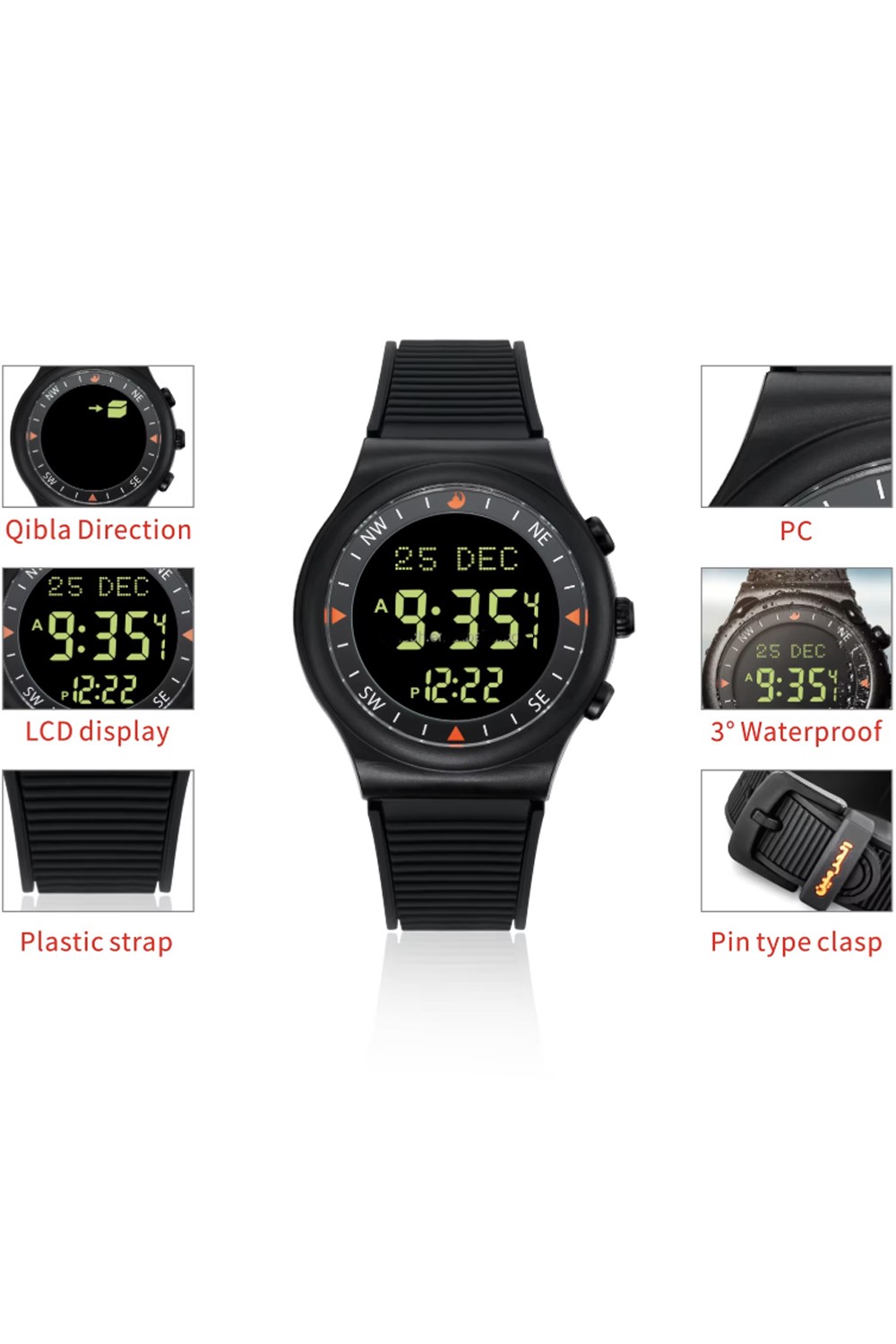 Originele AL-HARAMEEN HA-6506 Sport Horloge, Azan tijden horloge, Digitale Azan horloge-Montre & Horloge Adhan-Safwa Boutique