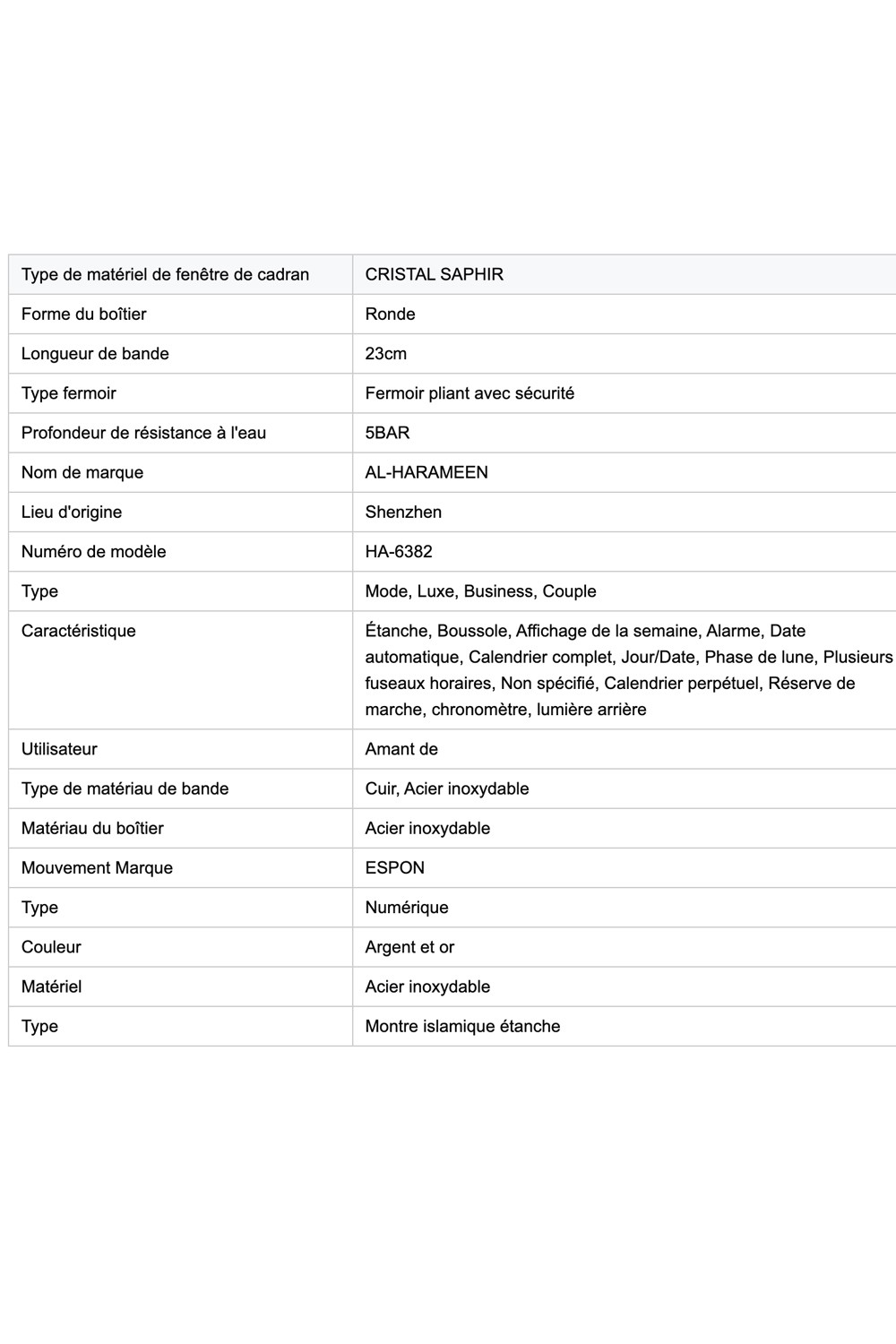 Orologio di lusso originale AL-HARAMEEN HA-6382 Orologio digitale orari Azan, Orologio Azan digitale-Montre & Horloge Adhan-Safwa Boutique