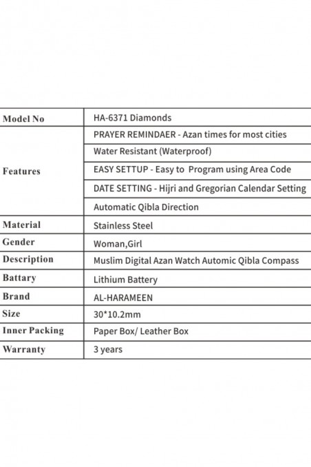 Relógio digital Al Harameen Azan HA-6371, Relógio de horários Azan à prova d'água com caixa de presente em couro-Montre & Horloge Adhan-Safwa Boutique