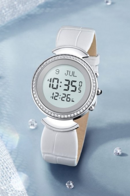 Original lyxklocka AL-HARAMEEN HA-6313 Azan tidklocka, Läderpresentlåda, Digital Azan klocka Al harameen-Montre & Horloge Adhan-Safwa Boutique