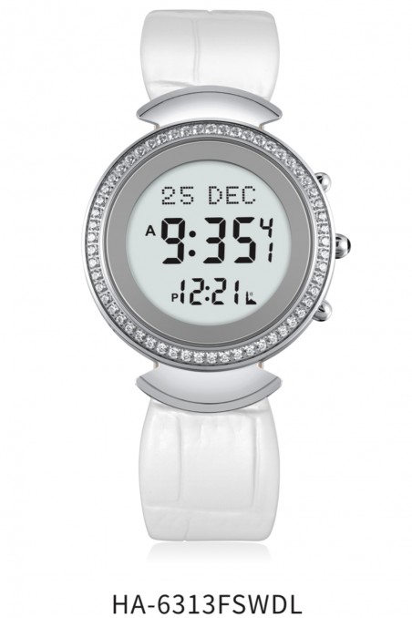 Relógio de luxo original AL-HARAMEEN HA-6313 Relógio de hora Azan Caixa de presente de couro, Azan digital-Montre & Horloge Adhan-Safwa Boutique