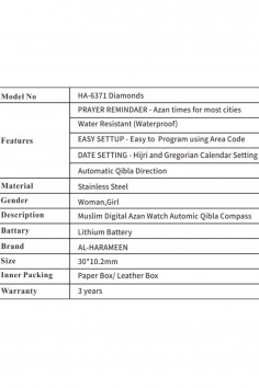 Relógio Azan à prova de água AL HARAMAIN HA-6371 Diamonds... 2