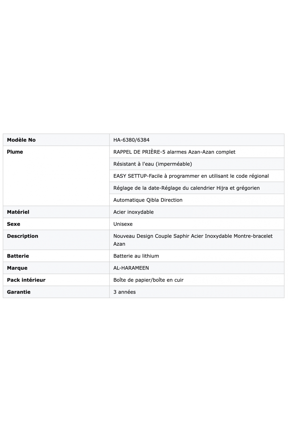 Digital klocka Al Harameen Azan HA-6380, Vattentät Azan tidklocka Läderpresentlåda-Montre & Horloge Adhan-Safwa Boutique