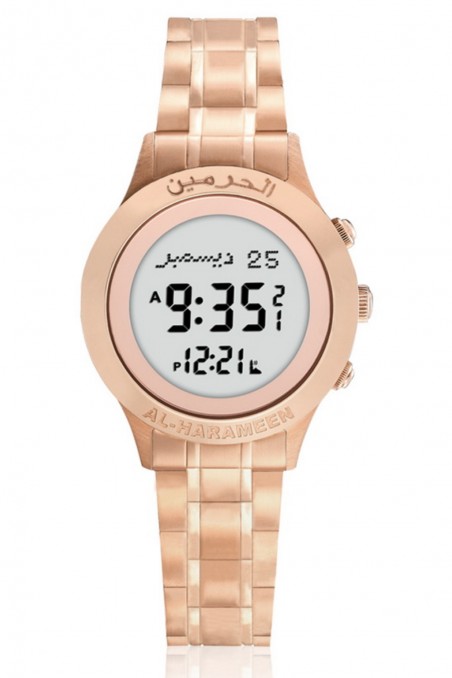 Relógio digital Al Harameen Azan HA-6380, Relógio à prova de água com horários Azan em caixa de presente de couro-Montre & Horloge Adhan-Safwa Boutique