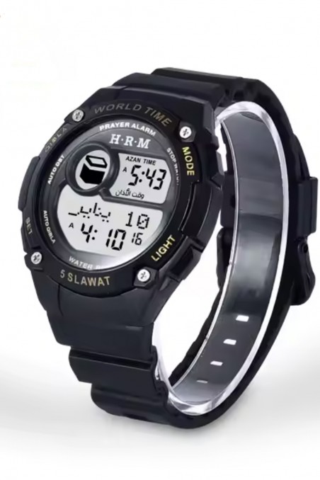 Sportklocka Al Harameen HA-6514, Vattentät Azan tidklocka Bönetider över hela världen-Montre & Horloge Adhan-Safwa Boutique
