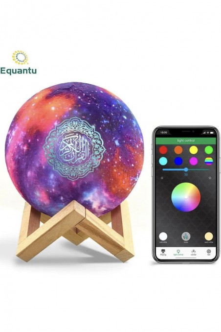 Koranisk natlampe Måne Galaxy QB512 med højttaler Koran Bluetooth forbundet Android og iOS - Equantu QB512-Veilleuse Coranique-Safwa Boutique