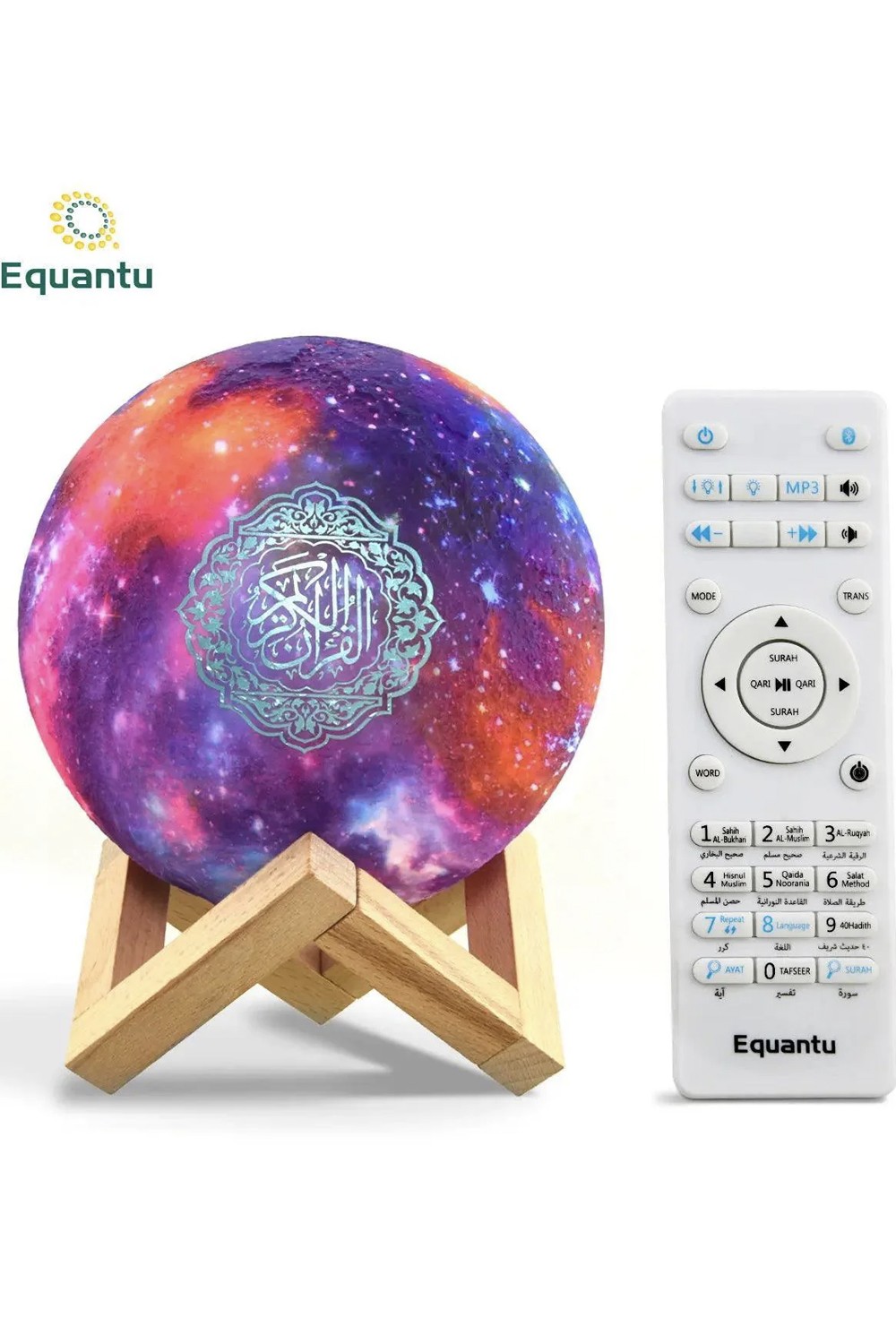 Luz noturna corânica Lâmpada da lua Galaxy QB512 com alto-falante Corão Bluetooth conectado Android e iOS - Equantu QB512-Veilleuse Coranique-Safwa Boutique