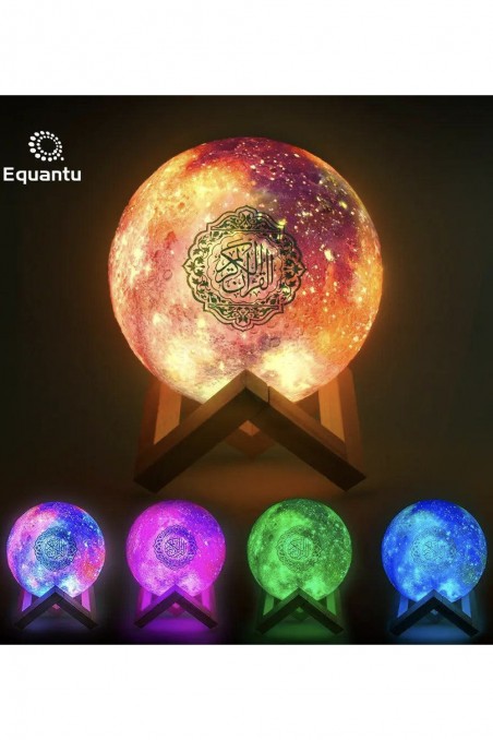 Luz noturna corânica Lâmpada da lua Galaxy QB512 com alto-falante Corão Bluetooth conectado Android e iOS - Equantu QB512-Veilleuse Coranique-Safwa Boutique