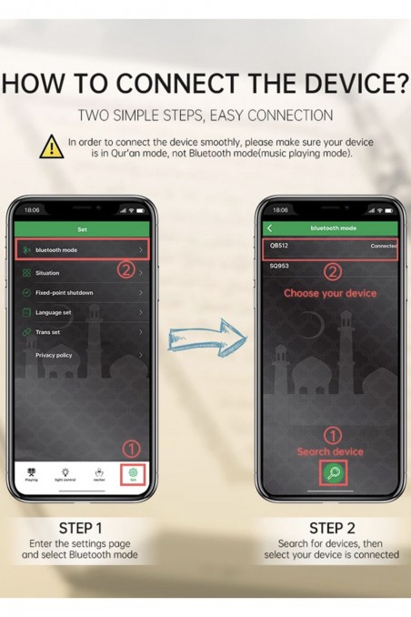 Koranisk nattlampa Galaxy QB512 månlampa med högtalare Koran Bluetooth ansluten till Android och iOS - Equantu QB512-Veilleuse Coranique-Safwa Boutique