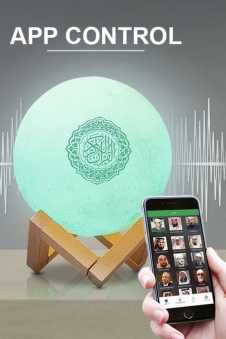 Luce Notturna Coranica MP3 Lampada Lunare SQ168 con Altoparlante Corano Bluetooth collegato ad Android e iOS - Equantu SQ168-Veilleuse Coranique-Safwa Boutique