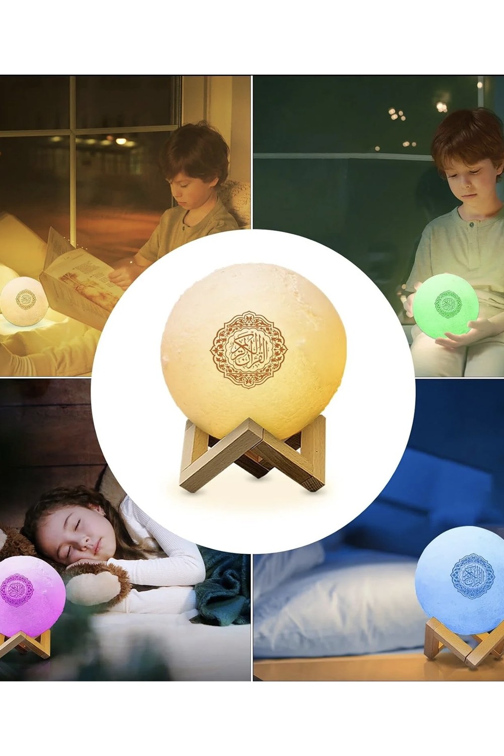 Koranisk Nattlampe MP3 Månelampe SQ168 med Koran Bluetooth-høyttaler koblet til Android og iOS - Equantu SQ168-Veilleuse Coranique-Safwa Boutique