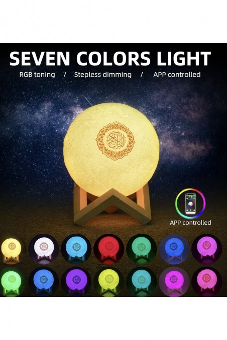 Luce Notturna Coranica MP3 Lampada Lunare SQ168 con Altoparlante Corano Bluetooth collegato ad Android e iOS - Equantu SQ168-Veilleuse Coranique-Safwa Boutique