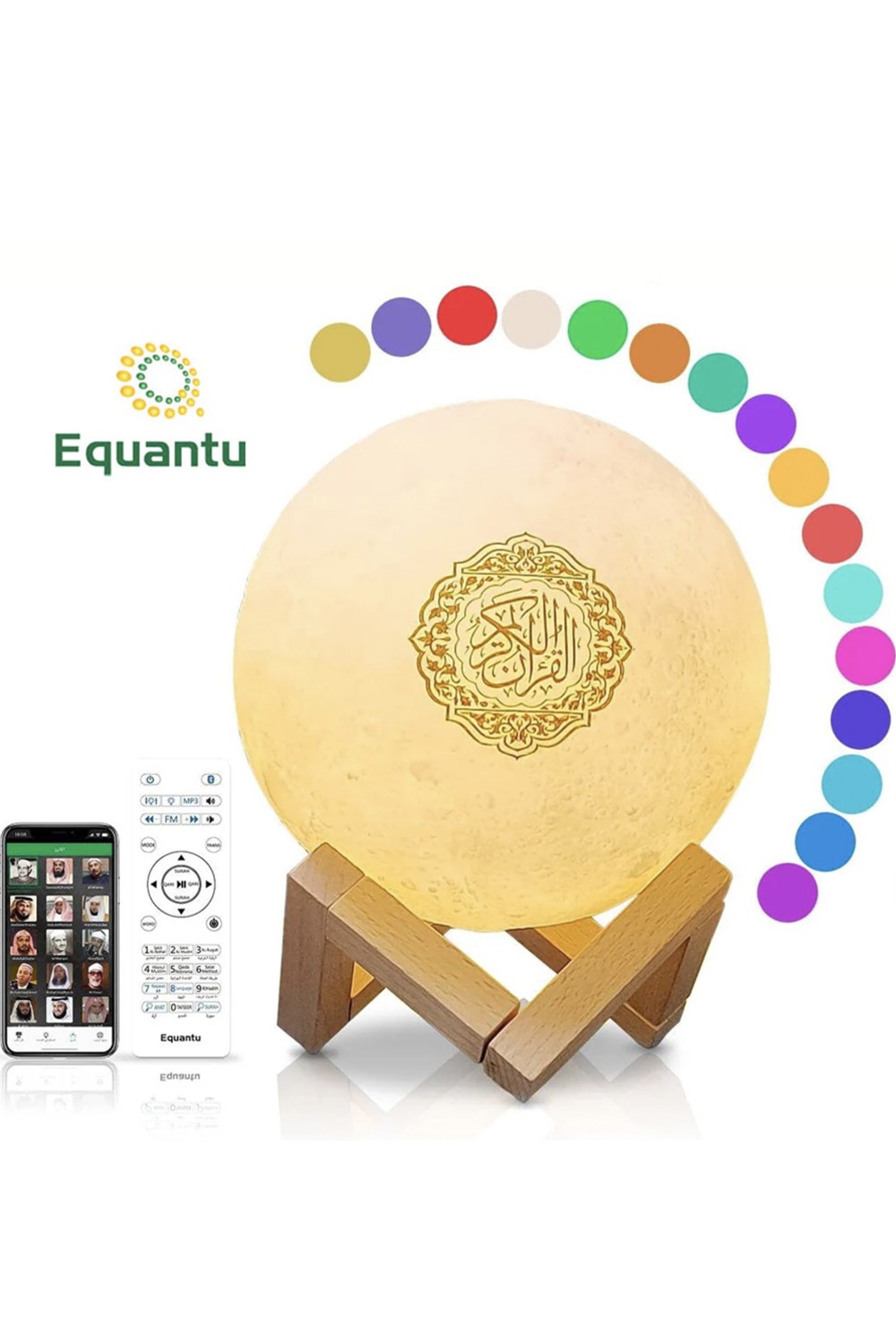 Koranisk Natlampe MP3 Månelampe SQ168 med Koran Bluetooth-højttaler forbundet til Android og iOS - Equantu SQ168-Veilleuse Coranique-Safwa Boutique