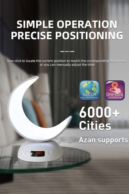 Koranisk Natlampe Lunar Lampe SQ902 med Koran Bluetooth-højttaler forbundet til Android og iOS - Equantu SQ902-Veilleuse Coranique-Safwa Boutique