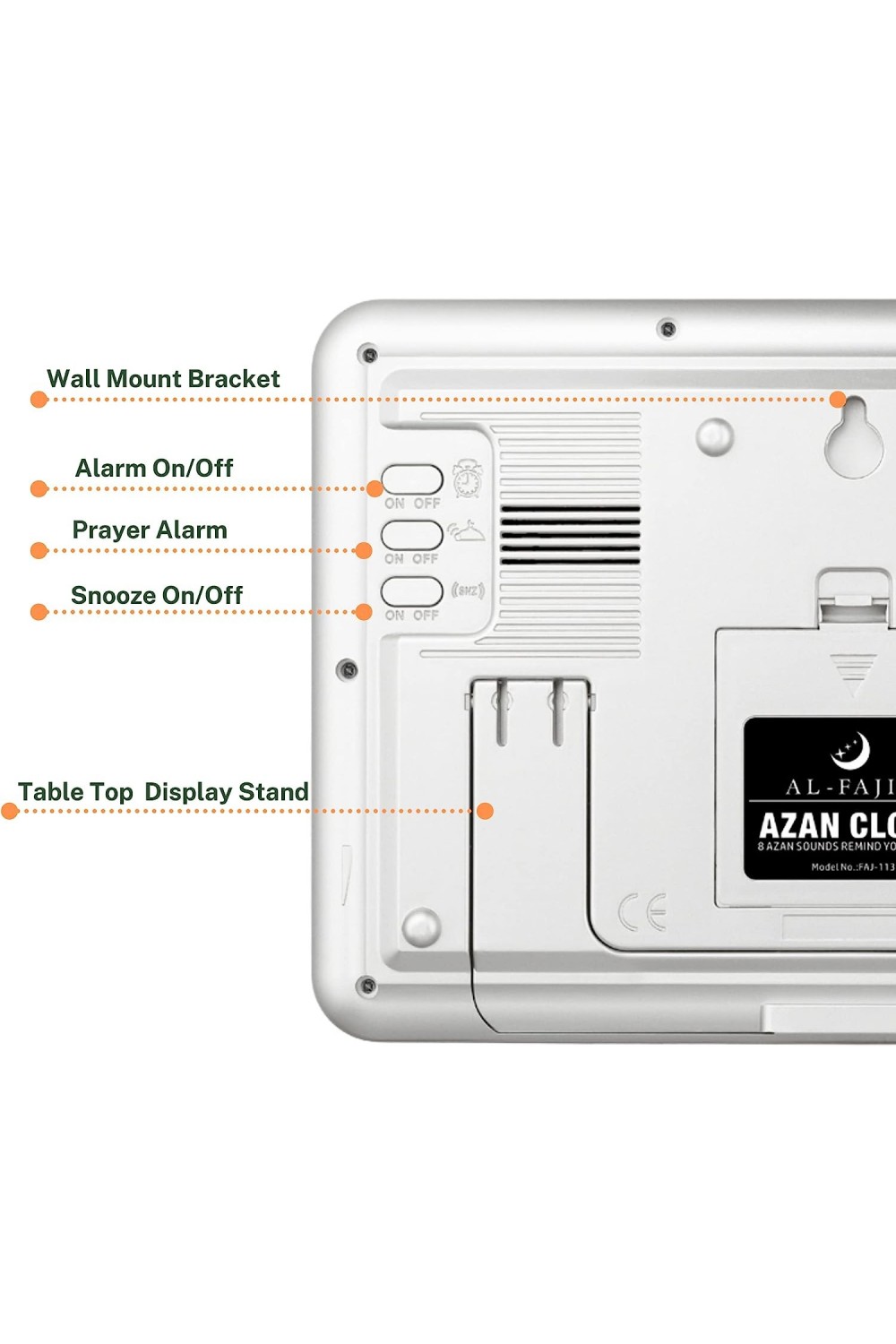 Adhan AL-FAJIA FAJ-113 Klok (NIEUW MODEL) 8 gebedsgeluiden Azan-Montre & Horloge Adhan-Safwa Boutique