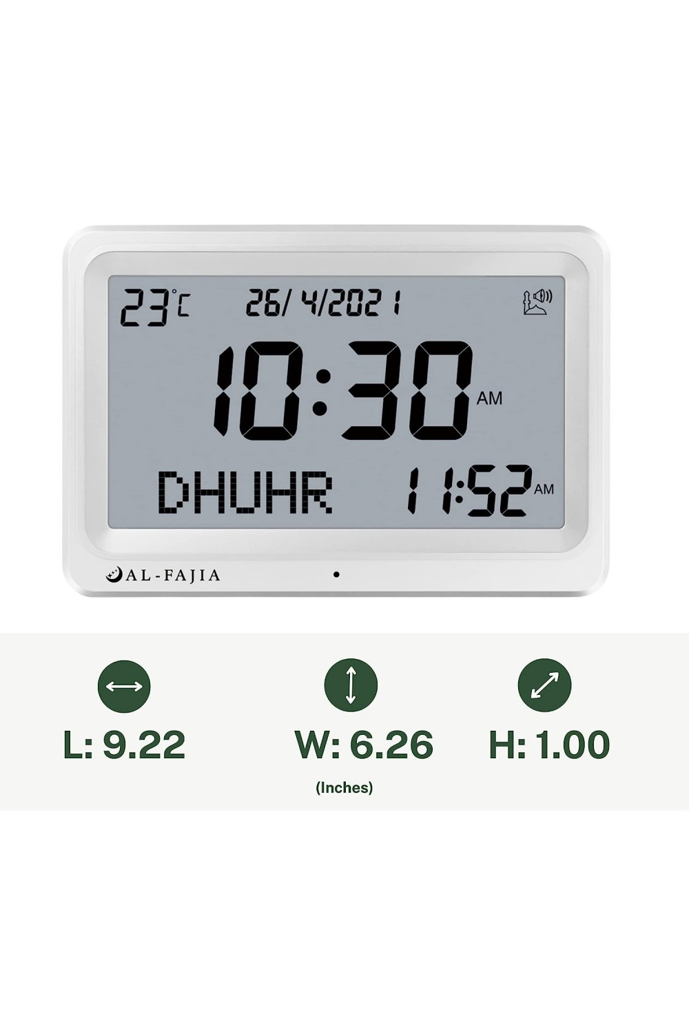 Adhan AL-FAJIA FAJ-113 Klok (NIEUW MODEL) 8 gebedsgeluiden Azan-Montre & Horloge Adhan-Safwa Boutique