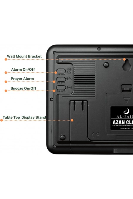 Reloj Adhan AL-FAJIA FAJ-113 (NUEVO MODELO) 8 sonidos de oración Azan-Montre & Horloge Adhan-Safwa Boutique