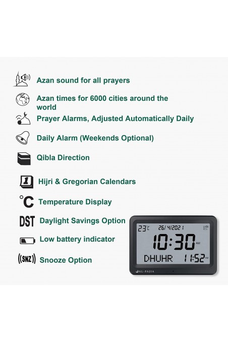 Adhan AL-FAJIA FAJ-113 kello (UUSI MALLI) 8 rukousääntä Azan-Montre & Horloge Adhan-Safwa Boutique