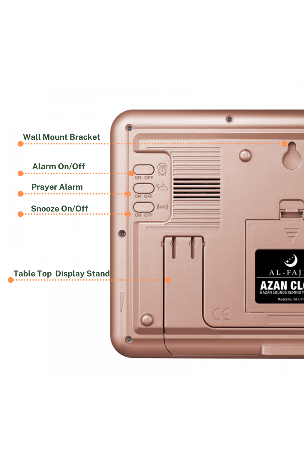 Orologio Adhan AL-FAJIA FAJ-113 Orologio (NUOVO MODELLO) 8 suoni di preghiera Azan-Montre & Horloge Adhan-Safwa Boutique